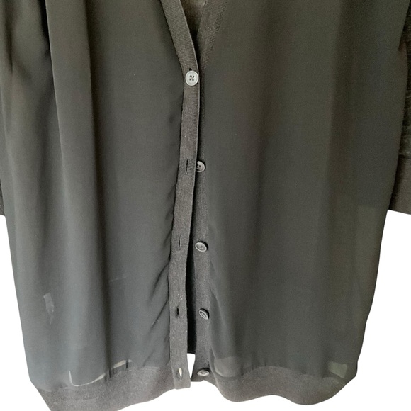 The Loft Long Sheer Front V Neck Button Mixed Media Cardigan - Picture 16 of 16